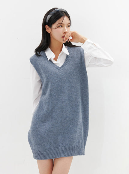 V-Neck Sleeveless Sweater Dress OO312 V-Neck Sleeveless Sweater Dress OO312