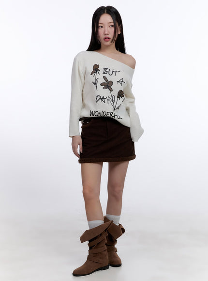 fur-lined-corduroy-mini-skirt-cj511