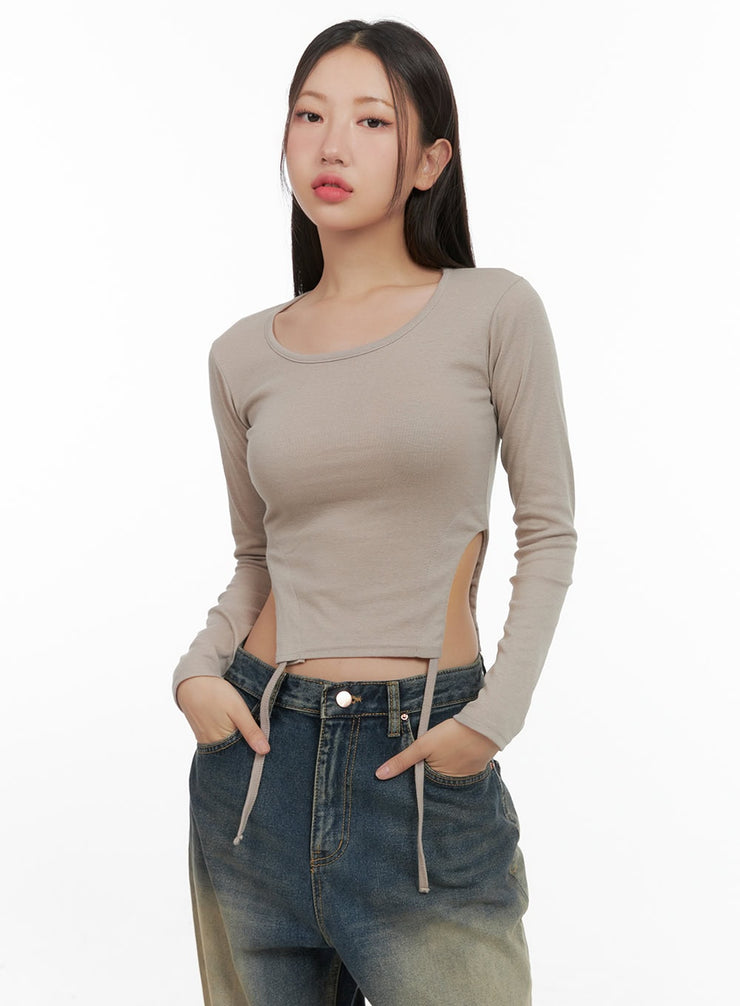 side-string-long-sleeve-cs404 / beige