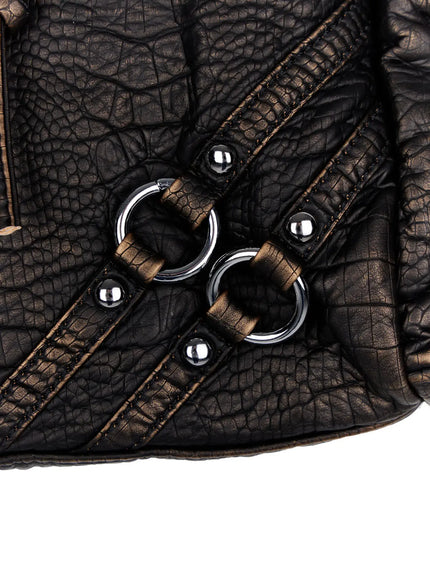 Faux-Leather Eyelet Belted Crossbody Bag CF503