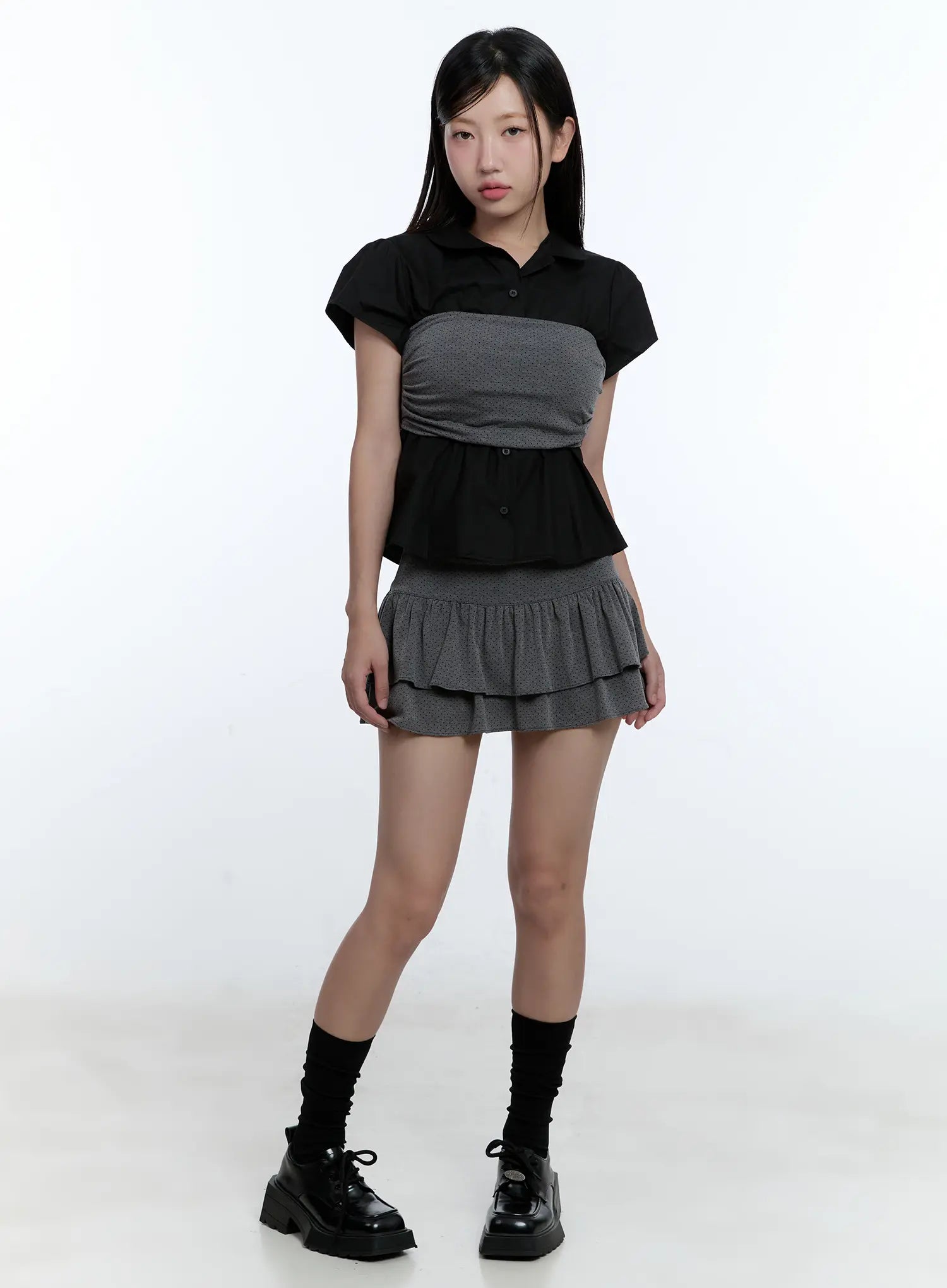 Polka Dot Ruffle Mini Skirt CU527 - Acubi style | LEWKIN