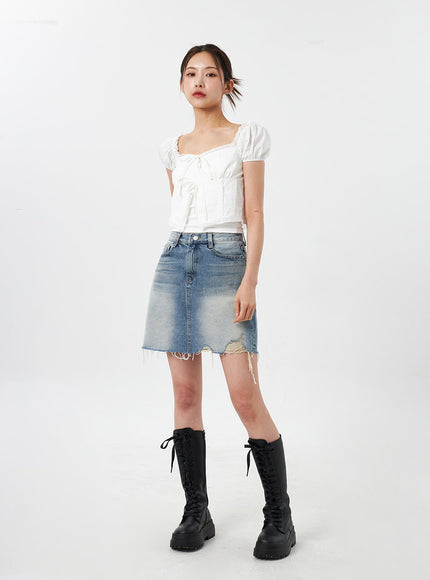 Denim Ripped Mini Skirt CY303