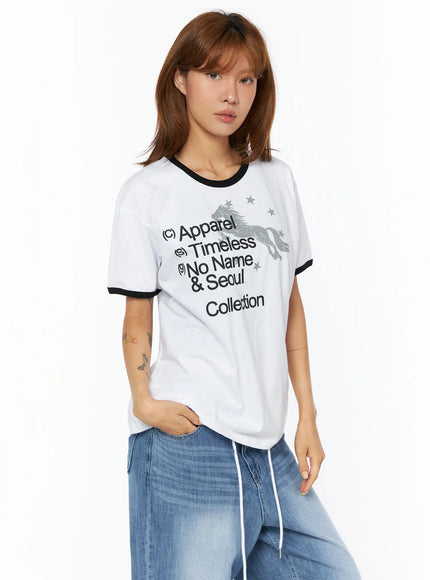 graphic-lettering-oversized-ringer-t-shirt-cu518 / White