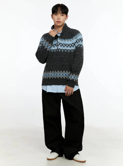 mens-patterned-high-neck-quarter-knit-sweater-in525