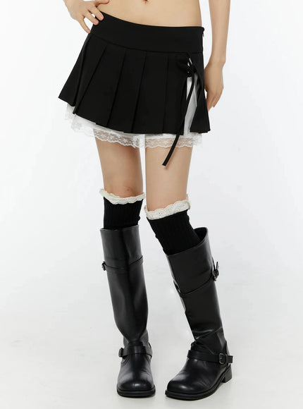 chic-pleated-ribbon-lace-trim-mini-skirt-iu518