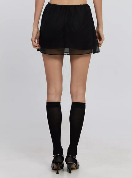 Sheer Chiffon Mini Skirt IS516 - Feminine style | LEWKIN Sheer Chiffon Mini Skirt IS516 - Feminine style | LEWKIN