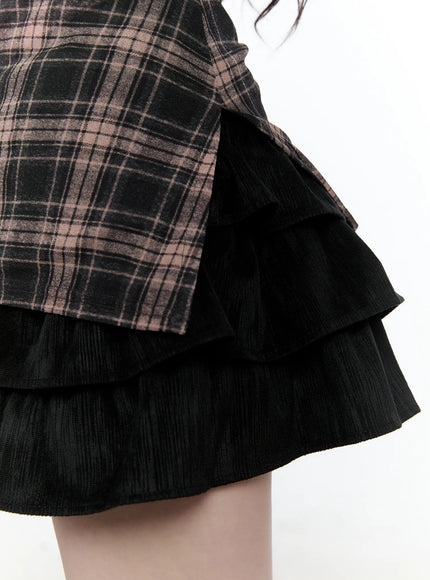 plaid-tube-slit-top-cn517