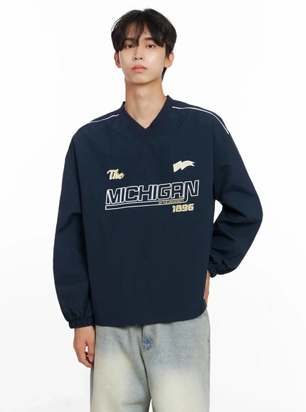 mens-v-neck-lettering-windbreak-pullover-io517
