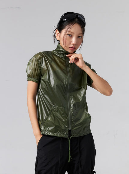 short-sleeve-nylon-zip-up-cl319