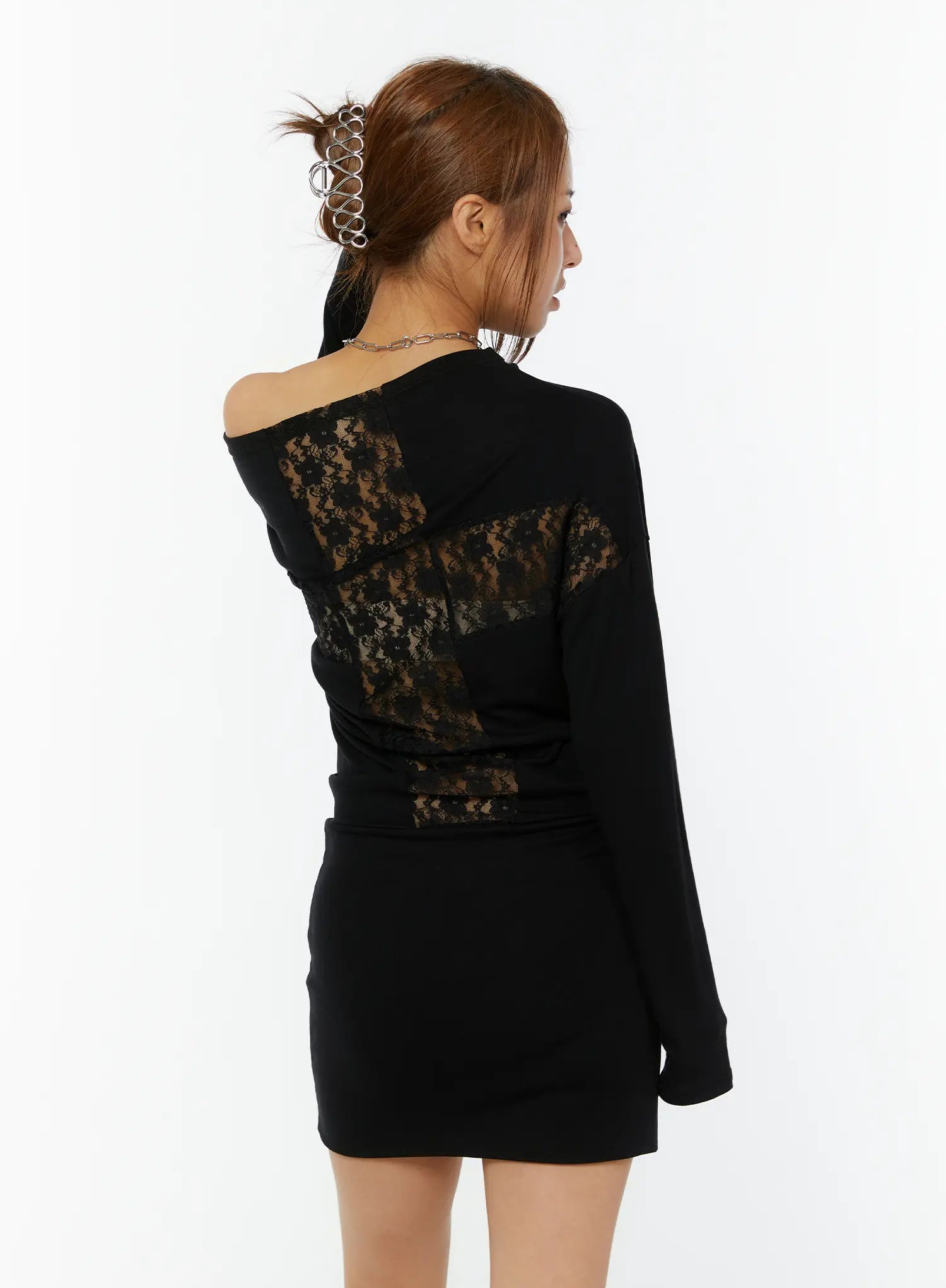 cross lace dress Dildar Black Cross Front Maxi Dress with Lace Panels