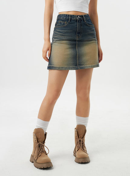 Dark Wash Denim Mini Skirt CY315