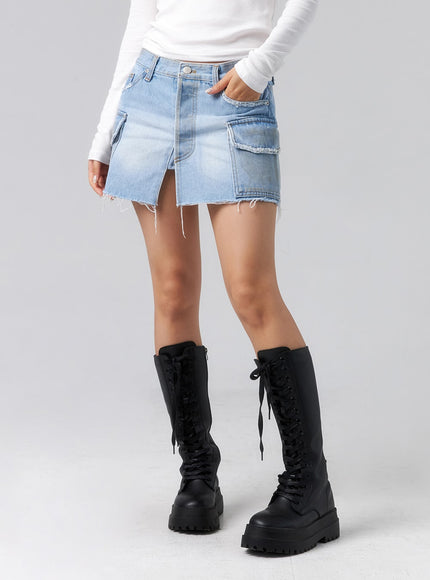 pocket-denim-mini-skirt-cl320