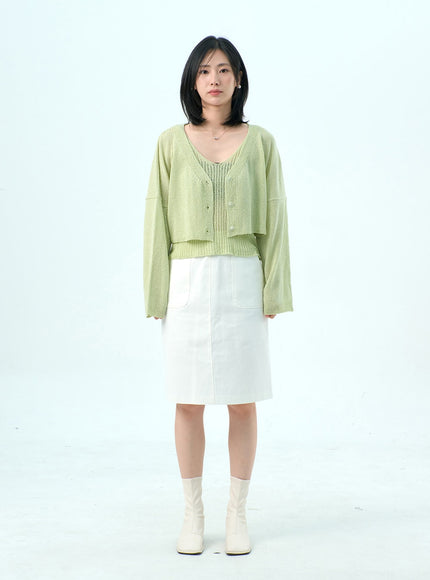 網布上衣和開衫套裝 OY317