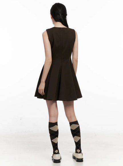 Classic Pleated Flare Mini Dress CN504 - Feminine style | LEWKIN Classic Pleated Flare Mini Dress CN504 - Feminine style | LEWKIN
