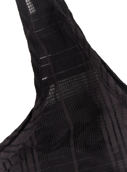 black-mesh-plaid-shoulder-bag