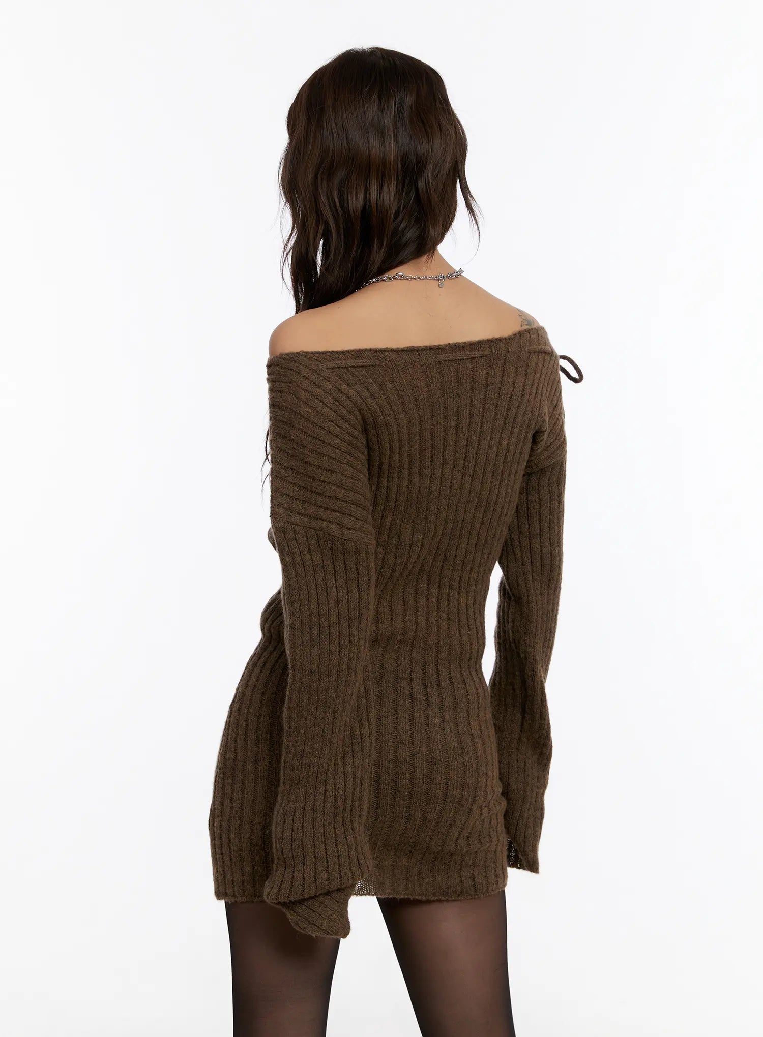 Ribbon Off-Shoulder Cable Knit Dress 【公式通販】 Ribbon Off-Shoulder Cable Knit Dress 【公式通販】