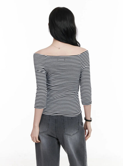 striped-off-shoulder-3-4-sleeve-top-ca510