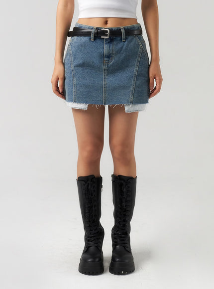 ripped-hem-denim-mini-skirt-cu326