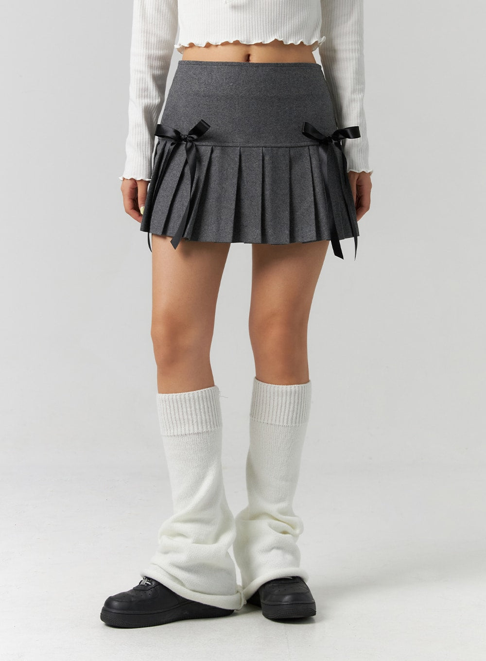 Ribbon Pleated Mini Skirt CS320 - Korean Women's Fashion | LEWKIN