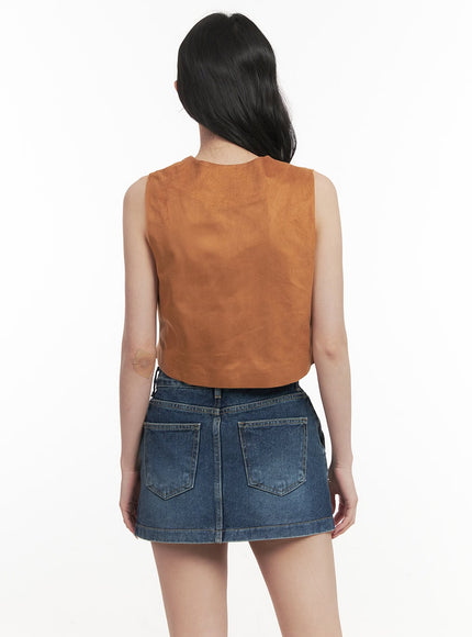 buttoned-suede-v-neck-vest-top-cf513