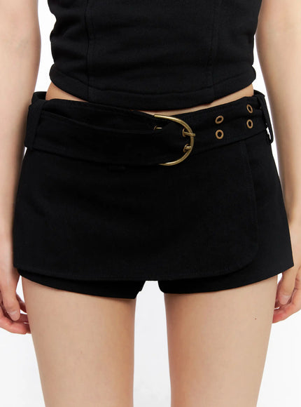 belted-mini-skort-cl530 / Black
