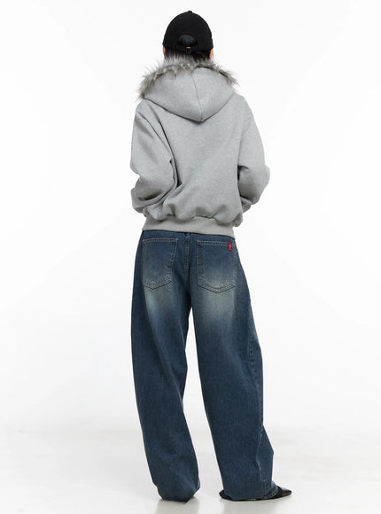 Oversized Fur Zip-Up Hoodie CO529 - Acubi style | LEWKIN Oversized Fur Zip-Up Hoodie CO529 - Acubi style | LEWKIN