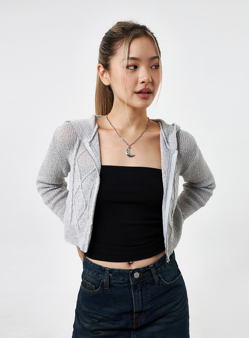 Cropped zip up hoodie garage hot sale