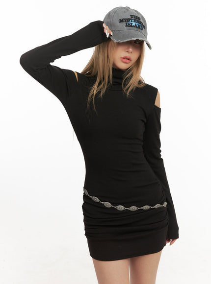 shoulder-cut-out-turtle-neck-mini-dress-cj507