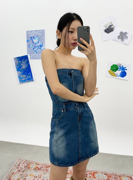 Denim Tube Mini Dress CY308