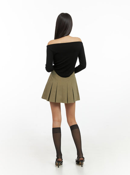 cotton-pleated-solid-mini-skirt-is427