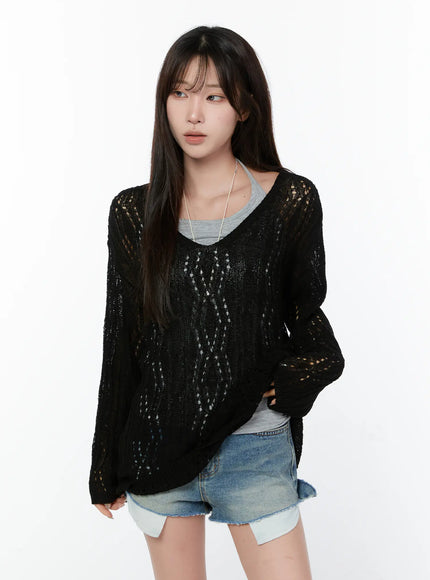 loose-fit-two-way-knit-top-cy514 / Black