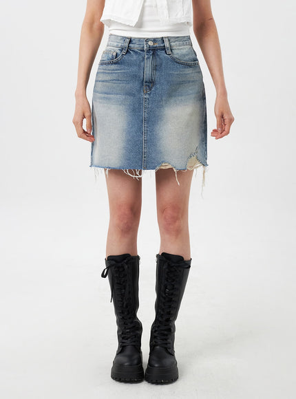 Denim Ripped Mini Skirt CY303