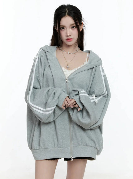 Contrast Oversized Zip-Up Hoodie IO527 - Casual style | LEWKIN Contrast Oversized Zip-Up Hoodie IO527 - Casual style | LEWKIN
