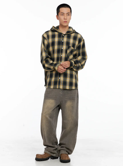 mens-plaid-flannel-hooded-shirt-ig529