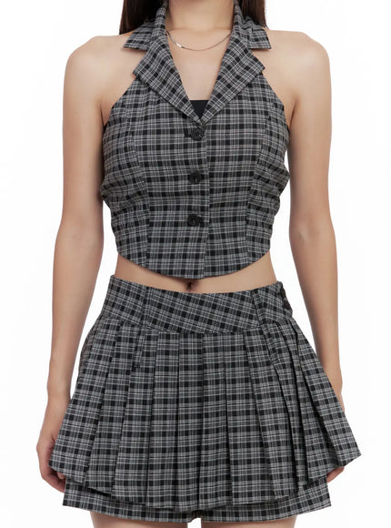 plaid-button-halter-tank-cl508