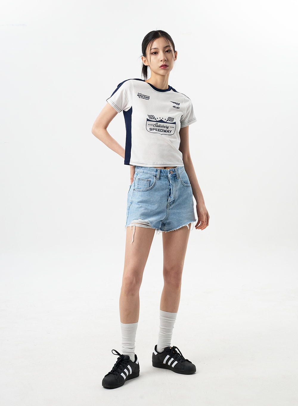 Ripped Hem Denim Shorts CY312