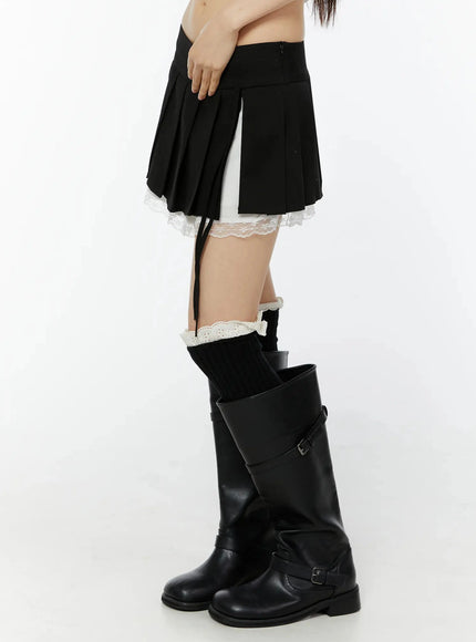 chic-pleated-ribbon-lace-trim-mini-skirt-iu518