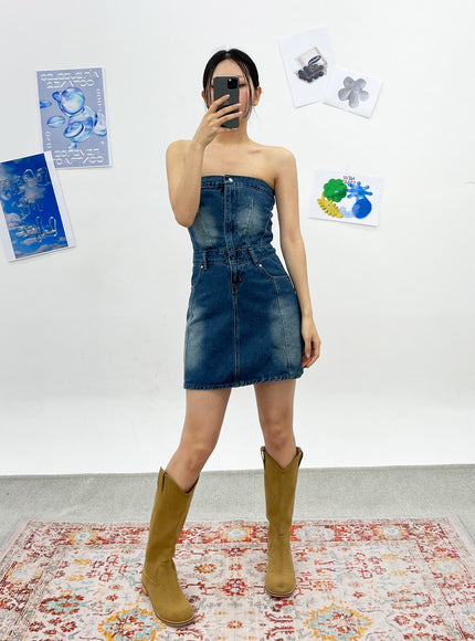 Denim Tube Mini Dress CY308