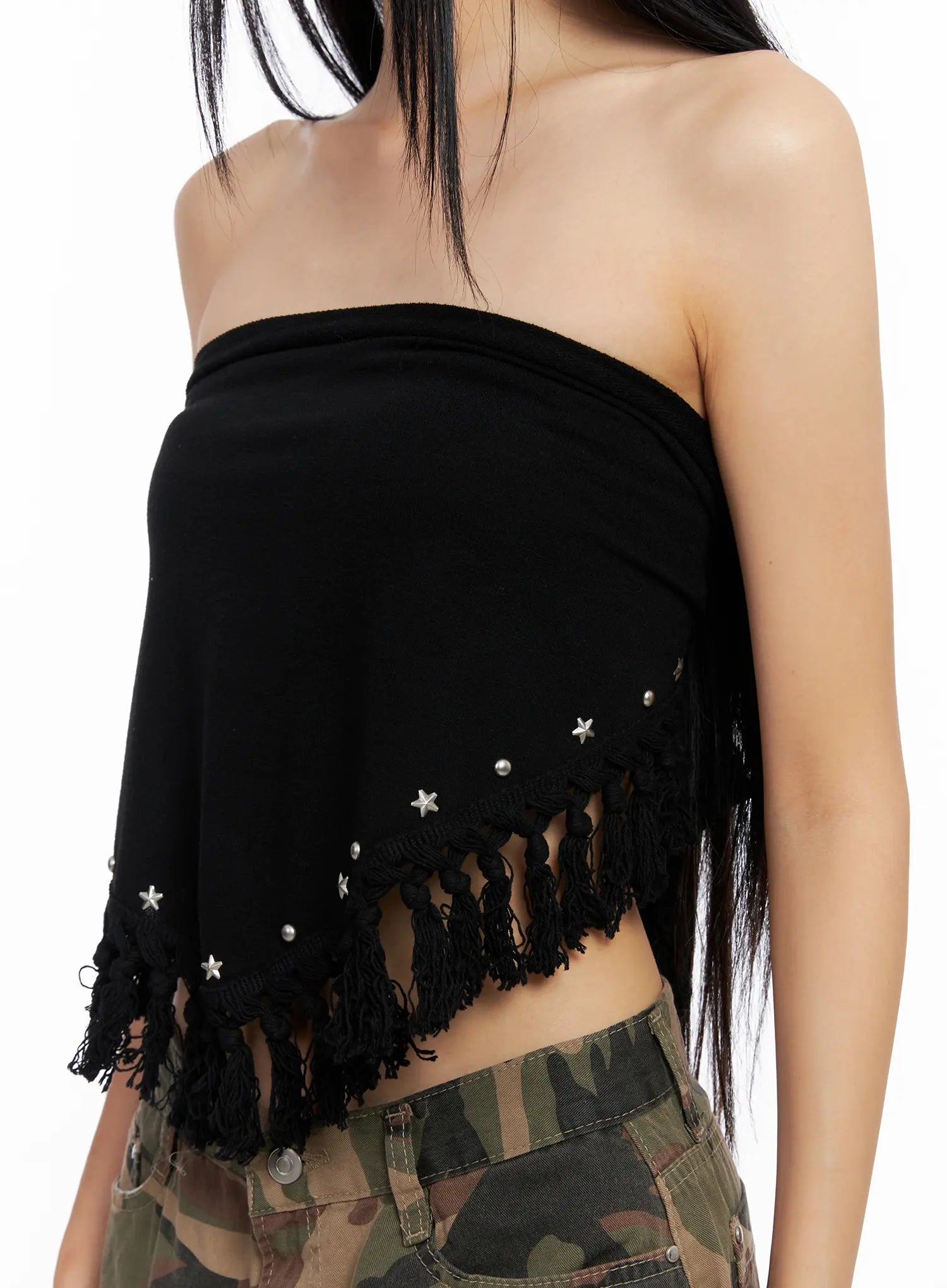 western-fringe-scarf-strapless-top-cs511