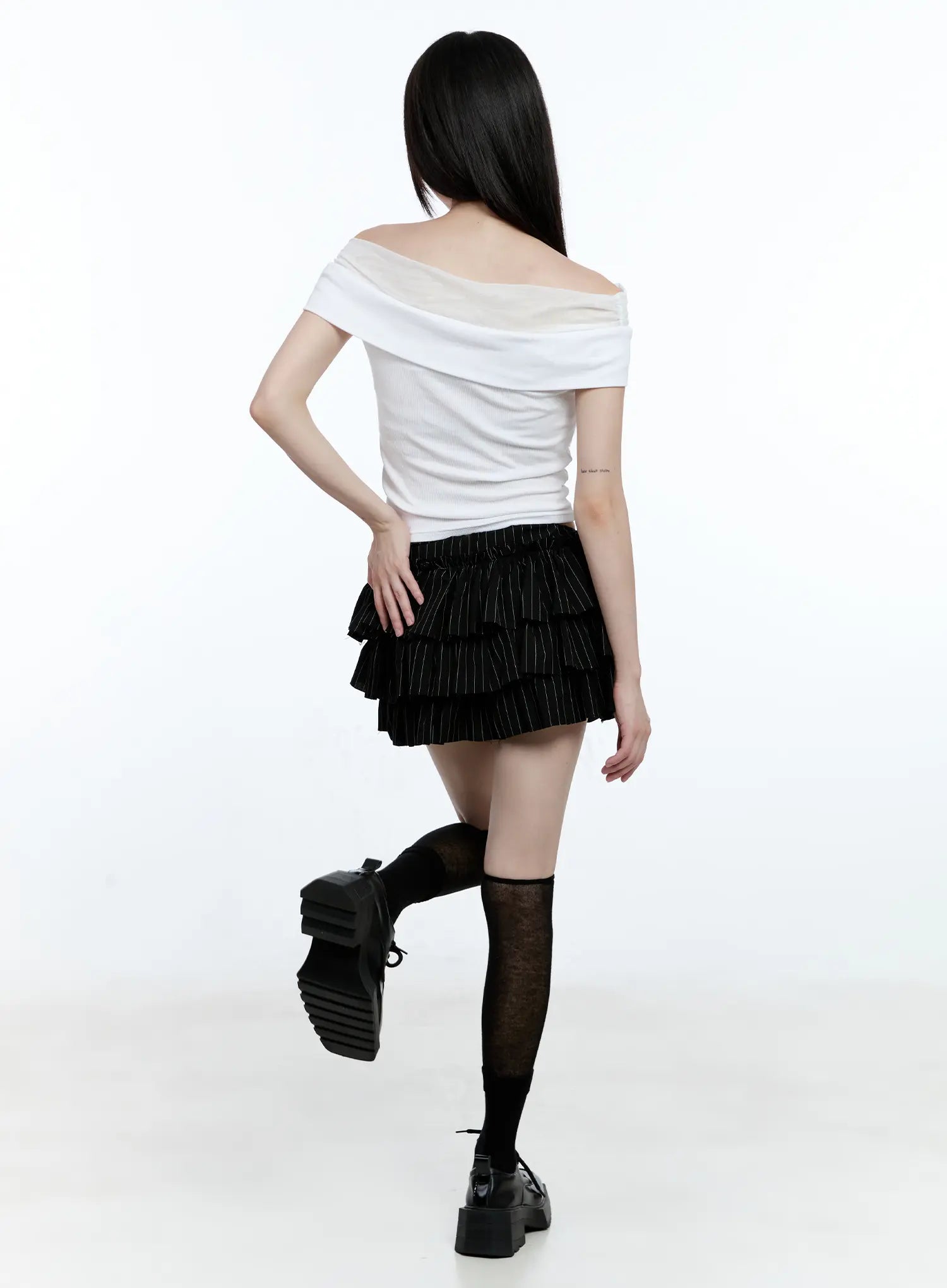 tiered-stripe-mini-skirt-cg507
