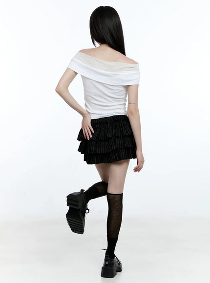 tiered-stripe-mini-skirt-cg507