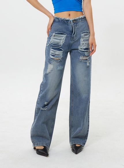 Wide Leg Ripped Jeans IY311