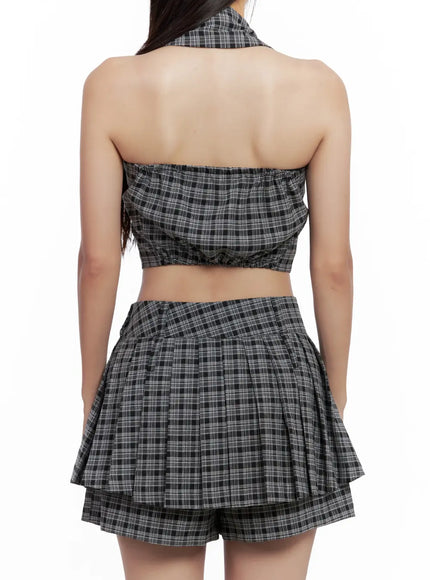 plaid-button-halter-tank-cl508