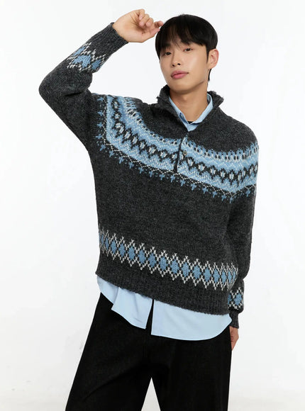 mens-patterned-high-neck-quarter-knit-sweater-in525