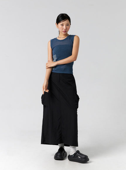 cargo-nylon-maxi-skirt-cg302