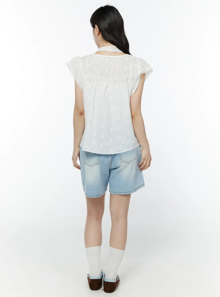 embroidered-ribbon-blouse-and-skinny-scarf-set-iy511