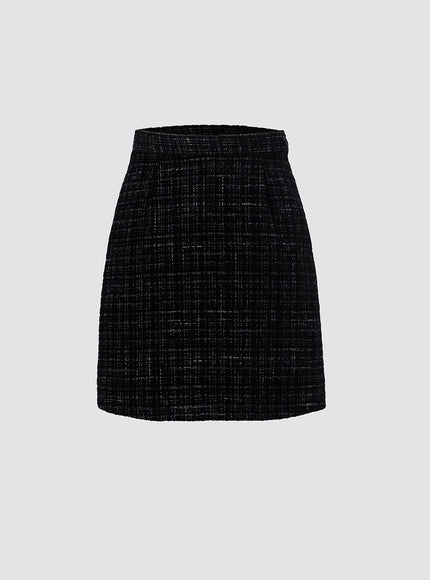 a-line-tweed-mini-skirt-io312 / Black