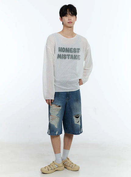 mens-mesh-long-sleeve-graphic-top-ig501 / White