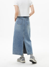 Denim A-Line Maxi Skirt OA321