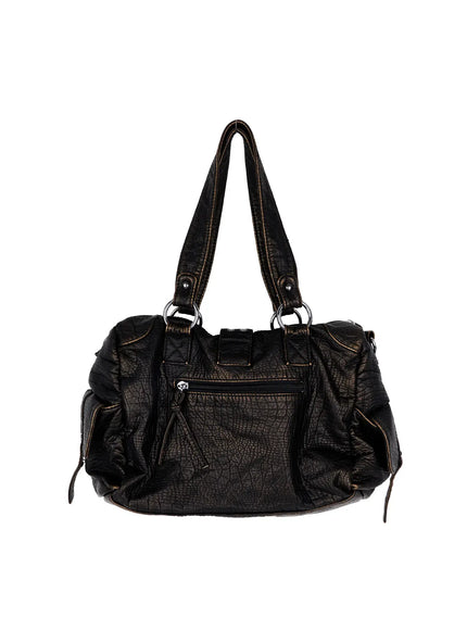 Faux-Leather Eyelet Belted Crossbody Bag CF503